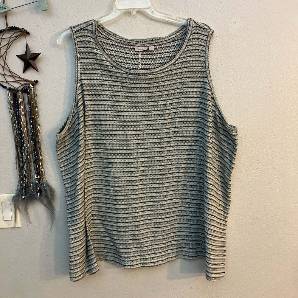 LOGO Layers by Lori Goldstein Plus Size 5X Space Dye Striped Knit Tank Top